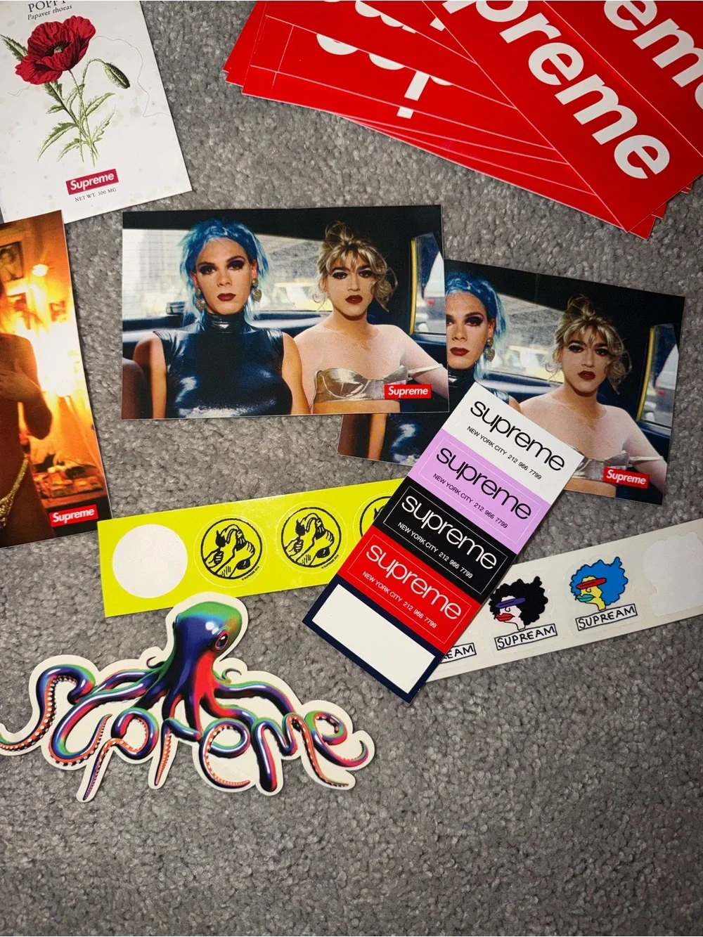 Supreme Red & White Sticker Lot - Branded Logo Decals